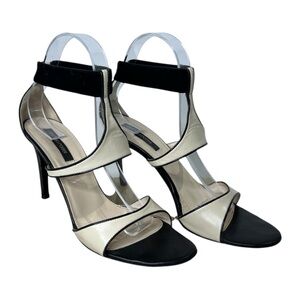 Sergio Rossi Black and Cream Leather Women's Heels‎ Sz 40
